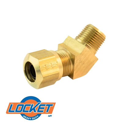 Foto a detalle con logo de 10 Codos Macho Para Freno De Aire 45° Manguera 3/8 Rosca 1/2