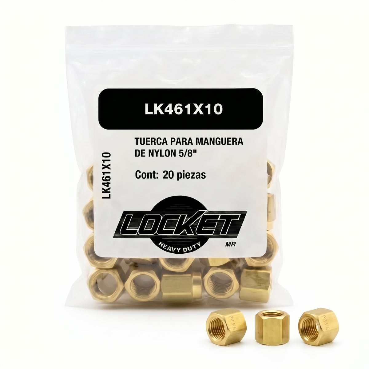 Paquete 20 piezas Tuerca Para Manguera De Nylon 5/8 LK461X10 LOCKET