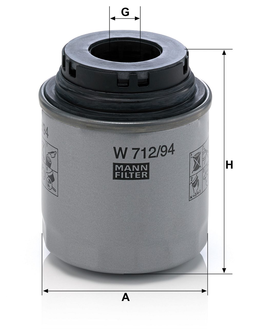 Filtro de Aceite para Audi A1 e Ibiza V Mann-Filter W712/94 3