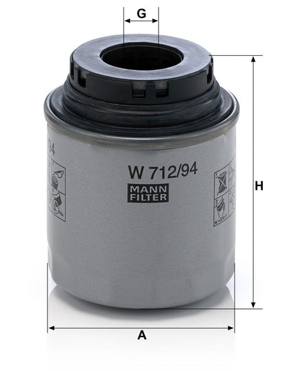 Filtro de Aceite para Audi A1 e Ibiza V Mann-Filter W712/94 3